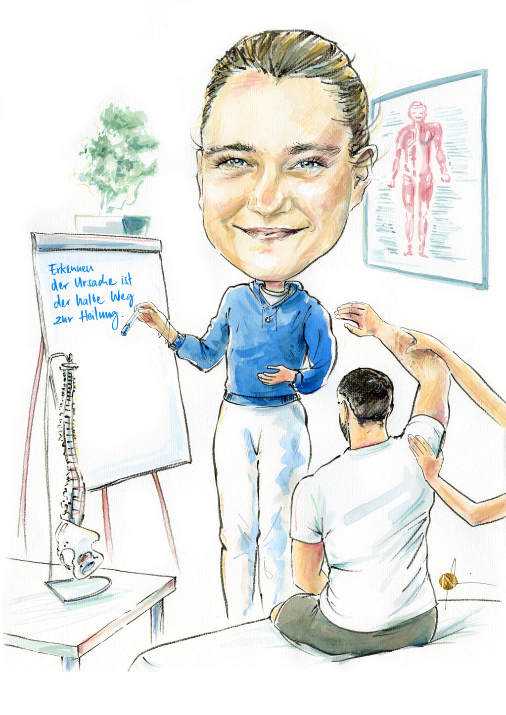 Karikatur Physiotherapeutin