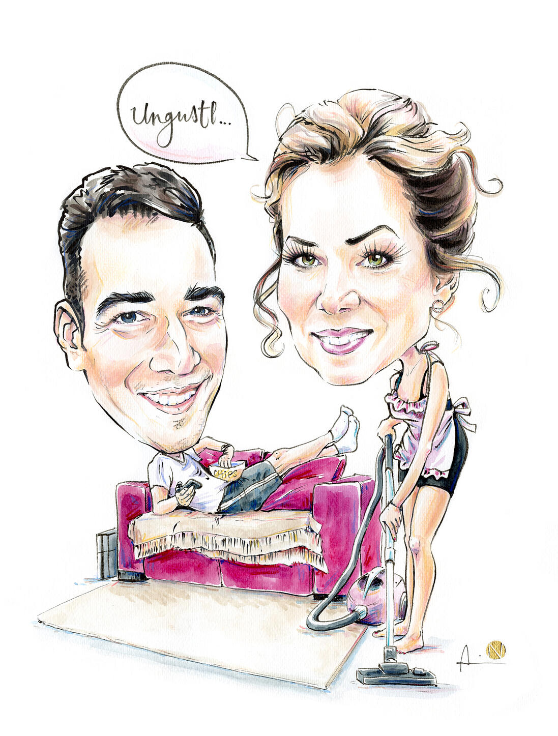 Karikatur fauler Ehemann