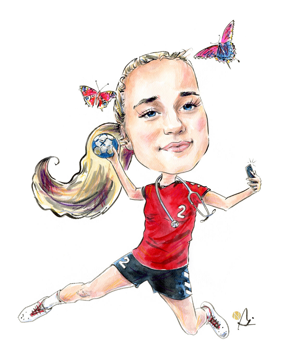Karikatur Handballerin