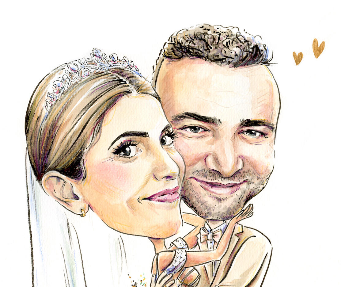 Hochzeitspaar Geschenk Karikatur