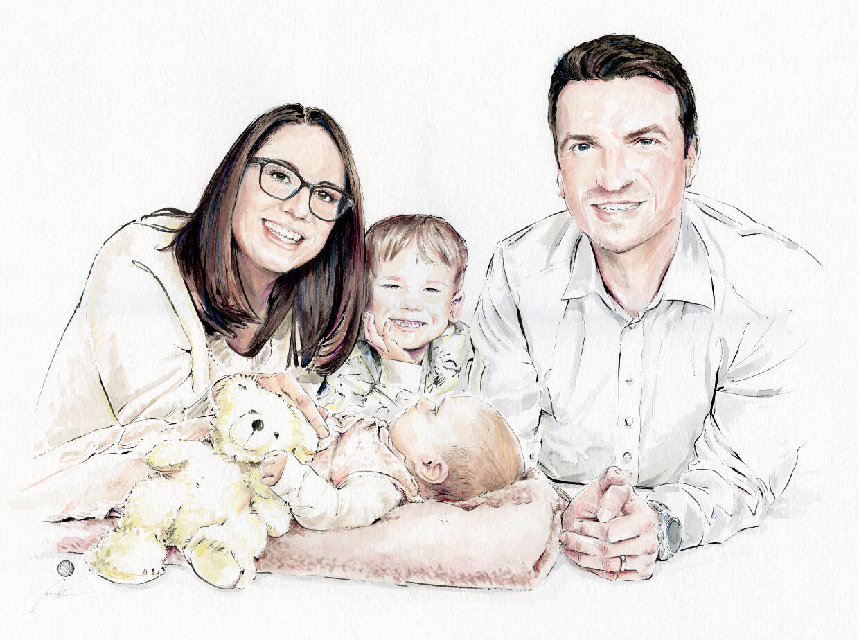 Familienportrait färbe Familienportrait färbe