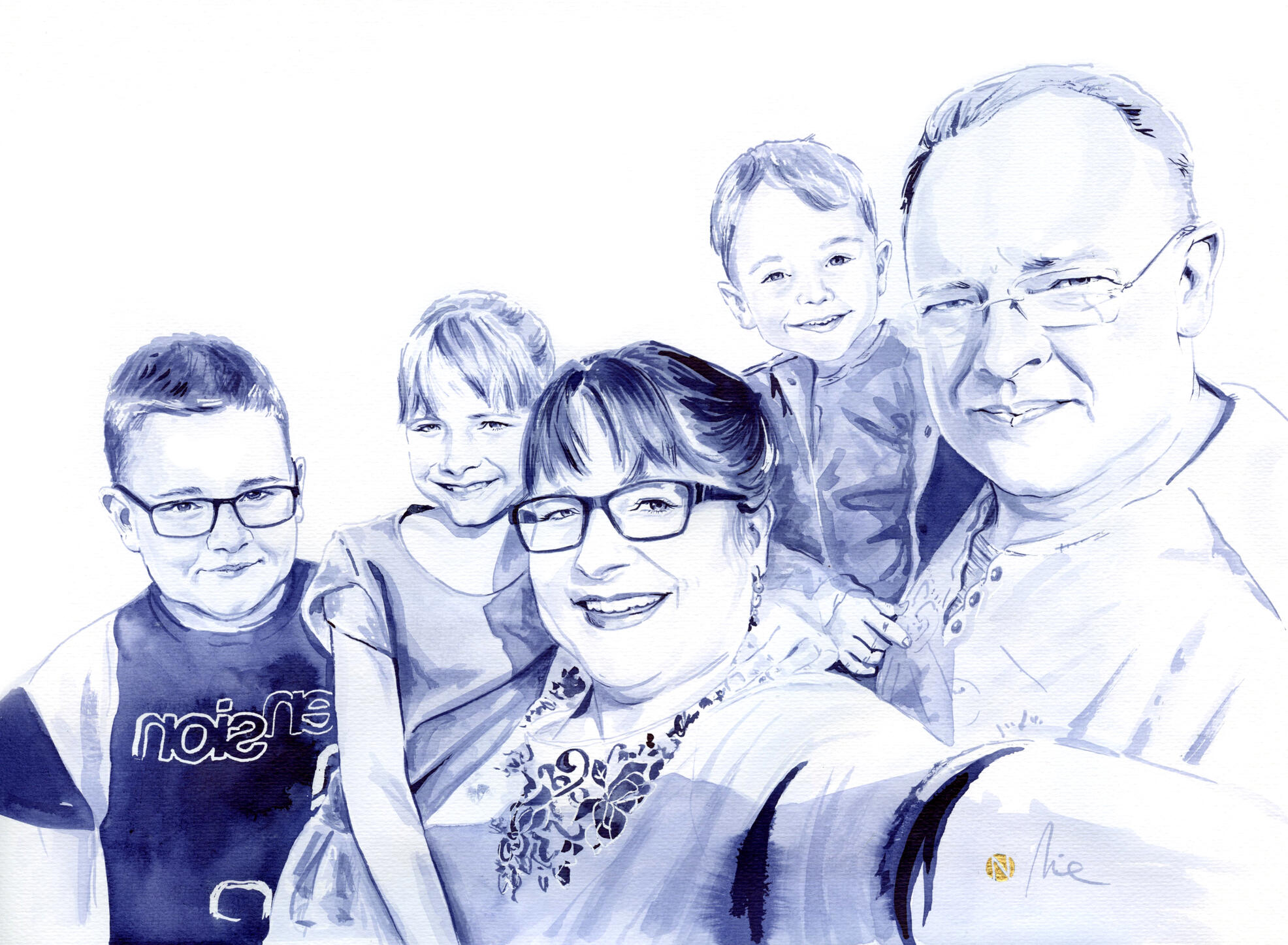 Familienportrait Blau Familienportrait Blau